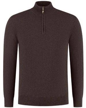Doriani Quarter-Zip Knitted Jumper - Brown