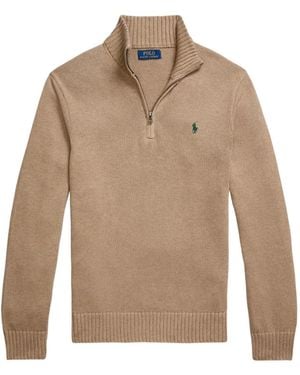 Polo Ralph Lauren Pullover Mit Kurzem Reißverschluss - Natur