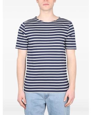 Saint James T-Shirt En Coton À Rayures - Bleu