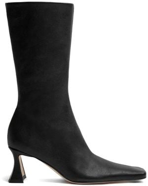 Miista Araxi Square-Toe Leather Ankle Boots - Black