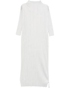 Pleats Please Issey Miyake Geplooide Midi-Jurk - Wit