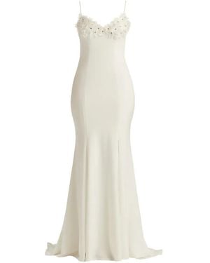 Tadashi Shoji Floral-Appliqué Maxi Dress - White