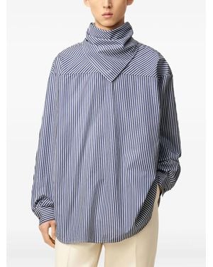 Ami Paris Bandana-Detail Striped Shirt - Blue