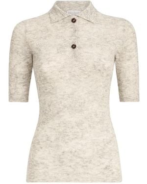 Brunello Cucinelli Poloshirt Aus Seide, Alpaka Und Wolle - Weiß