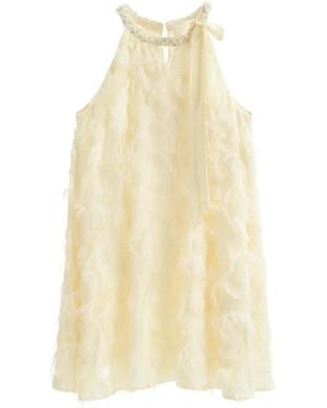 B+ AB Fringe-Trimmed Sequin-Embellished Mini Dress - White