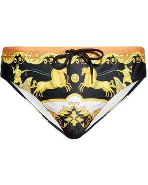 Versace Badehose Mit Ikonischem Baroccoflage-Print - Gelb
