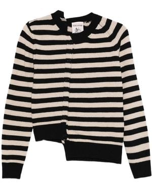 Semicouture Asymmetrischer Cardigan mit Streifen - Schwarz