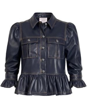 Cinq À Sept Delanie Ruffled Puff-Sleeve Jacket - Blue