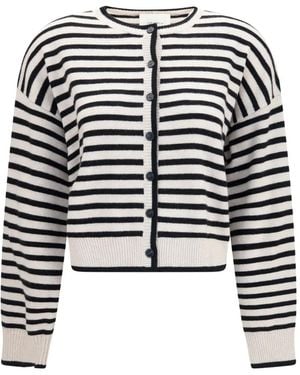 Lisa Yang Marit Striped Cashmere Cardigan - Black