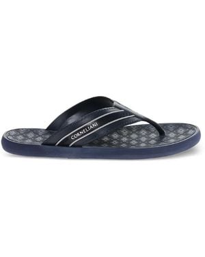 Corneliani Logo-Print Flip-Flops - Blue