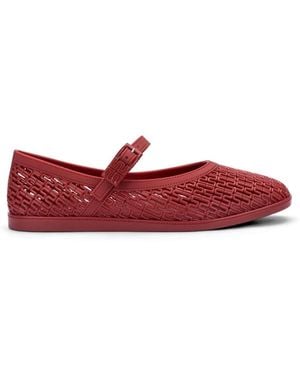 Melissa Harper Perforated-Design Ballet Flats - Red