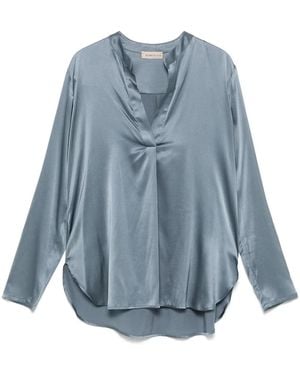 Blanca Vita Satin Blouse - Blue