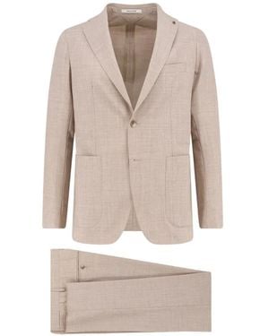 Tagliatore Flower Lapel Pocket Blazer - Natural