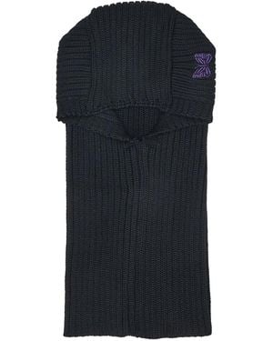 Needles Gerippte Balaklava Mit Logo-Stickerei - Schwarz