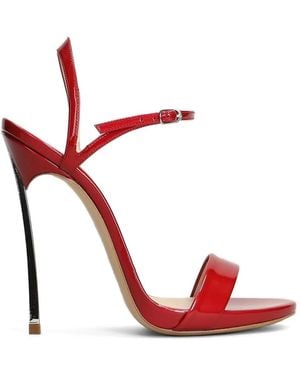Casadei 80Mm Samurai Patent-Finish Heeled Sandals - Red