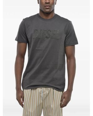 DIESEL Embossed-Logo T-Shirt - Grey