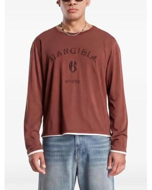 MM6 by Maison Margiela Logo-Print Long-Sleeved T-Shirt - Red