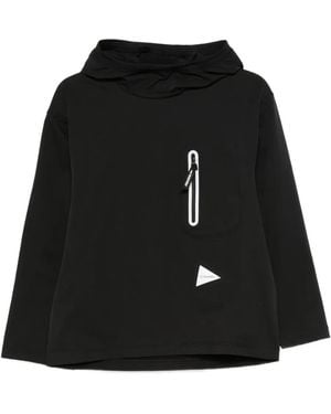 and wander Zip-Pocket Hoodie - Black