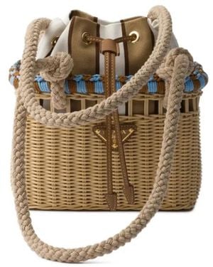 Prada Mini Wicker Beuteltasche - Mettallic