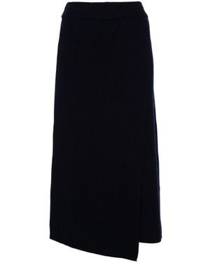 Eric Bompard Ribbed Wrap Skirt - Black