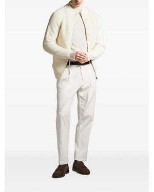Cruna Ribbed-Knit Zip-Up Jumper - White