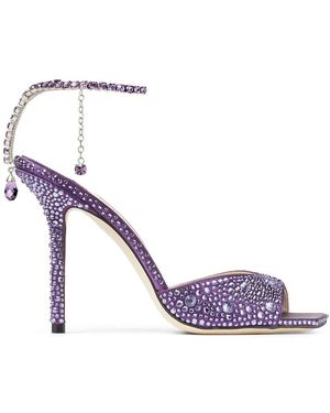 Jimmy Choo Saeda 100mm ビジュートリム サンダル - パープル