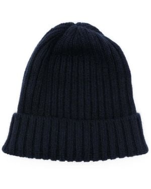 Fedeli Ribbed-Knit Cashmere Beanie - Blue