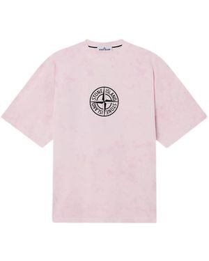 Stone Island Logo-Print T-Shirt - Pink