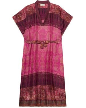 Pierre Louis Mascia Aloe Paisley-Print Belted Maxi Dress - Red