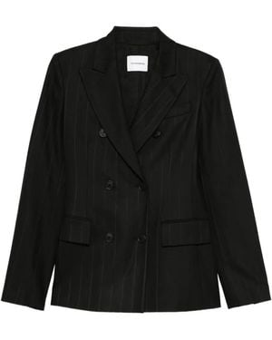 ANDAMANE Pinstriped Double-Breasted Jacket - Black