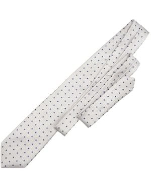 Elizabetta Tiburtina Polka-Dot Chevron-Jacquard Tie - White