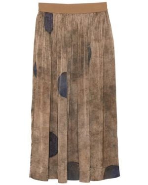 Uma Wang Polka-Dot Pleated Midi Skirt - Brown