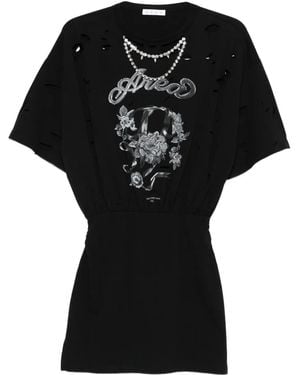 Area Distressed Mini Dress - Black
