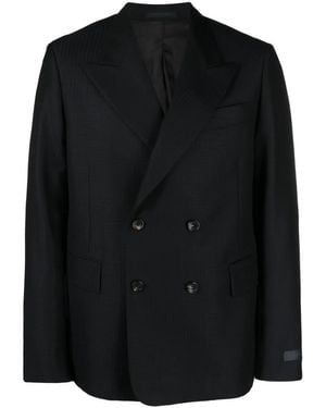 Lanvin Checked Double-Breasted Blazer - Black