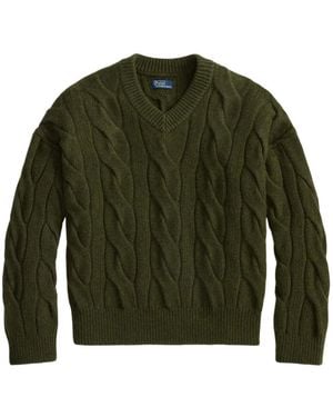 Polo Ralph Lauren Cable-Knit V-Neck Sweater - Green