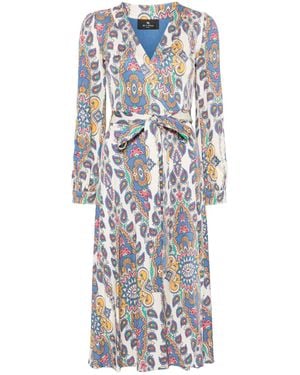 Etro Paisley-Print Midi Dress - White