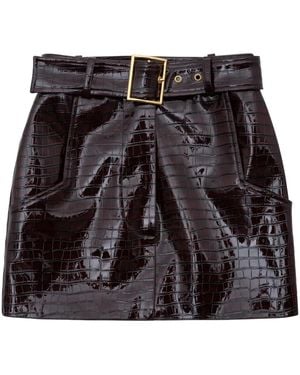 ROWEN ROSE Belted Mini Skirt - Black