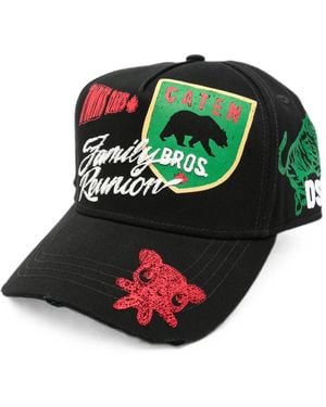 DSquared² Patch-Detail Distressed Baseball Cap - Green