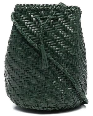 Dragon Diffusion Interwoven-Design Bucket Bag - Green