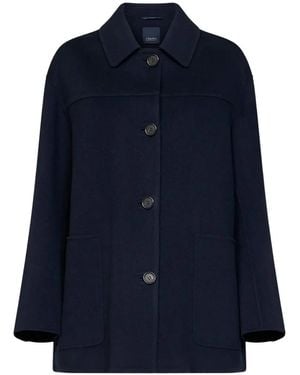 Max Mara Single-Breasted Wool Coat - Blue