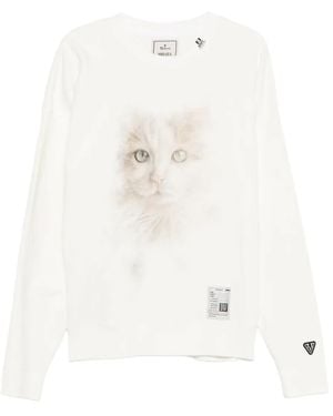Maison Mihara Yasuhiro Cat-Face Print Sweatshirt - White