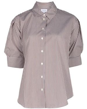 Tanya Taylor Emmy Striped Puff-Sleeve Top - Grey