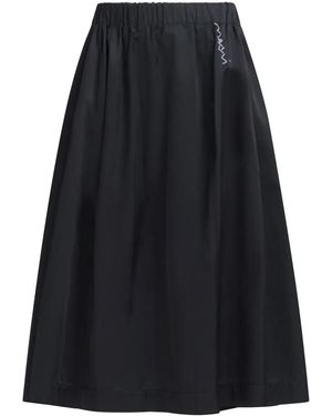 Marni Logo-Embroidered Midi Skirt - Black
