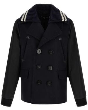 DSquared² Hybrid Double-Breasted Coat - Blue