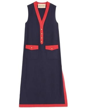 Valentino Garavani Midi Linen Dress - Blue
