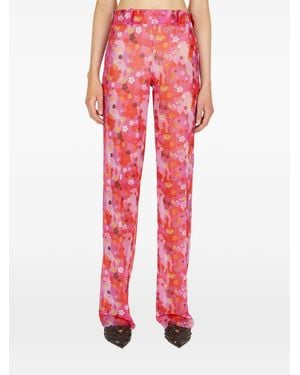 Louise Lyngh Bjerregaard Floral-Print High-Waisted Trousers - Red