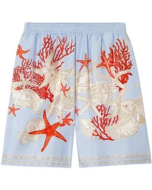 Versace バロッコ シー プリント シルクショーツ - ホワイト
