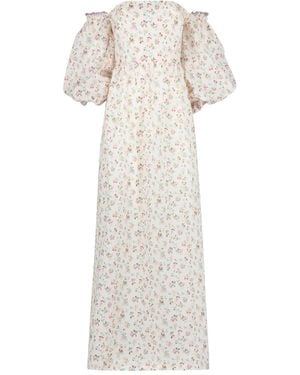 Anjuna Robe Longue À Fleurs Farah - Blanc