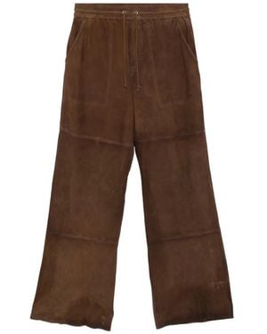 P.A.R.O.S.H. Drawstring Suede Pants - Brown