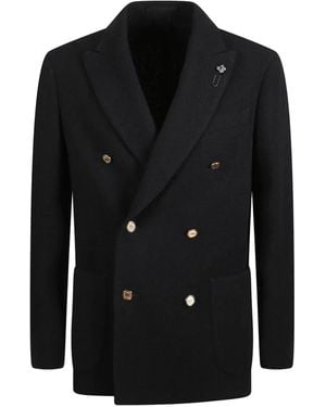 Lardini Double-Breasted Button Jacket - Black